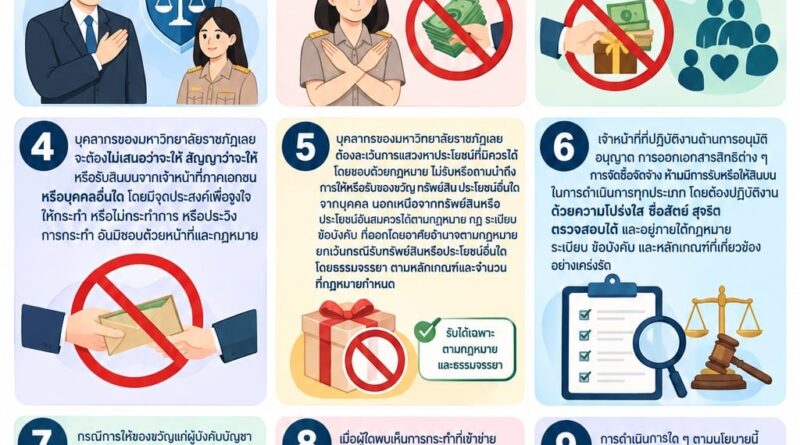 มหาวิทยาลัยราชภัฏเลย จัดทำ “มาตรการป้องกันการเรียกรับสินบน ในกระบวนการอนุมัติ/อนุญาต การออกเอกสารสิทธิต่างๆ รวมทั้งกระบวนการจัดซื้อจัดจ้างของภาครัฐ”  🚩 ตามข้อสั่งการนายกรัฐมนตรี เพื่อยกระดับการป้องกันการทุจริตในหน่วยงานภาครัฐ
